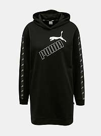 Čierne mikinové šaty s kapucňou Puma