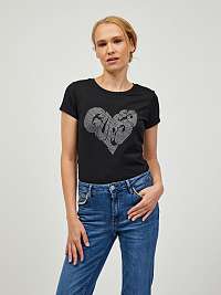 Čierne tričko Guess Heart