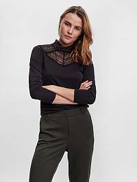 Čierne tričko s čipkou VERO MODA Lilja