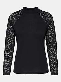 Čierne tričko s čipkovanými detailmi Jacqueline de Yong Kim
