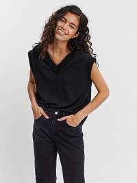 Čierne voľné základné tričko VERO MODA Silky