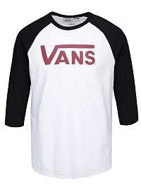 Čierno-biele pánske tričko s 3/4 rukávmi a potlačou VANS Classic