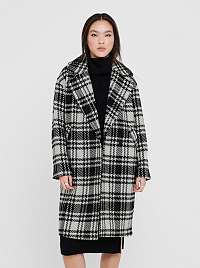 Čierno-šedý kockovaný zimný kabát ONLY