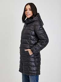 Čierny dámsky prešívaný zimný kabát s odnímateľnou kapucňou Pepe Jeans Agnes