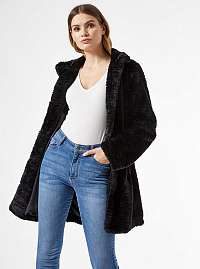 Čierny kabát z umelého kožúšku Dorothy Perkins