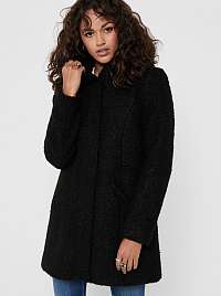 Čierny zimný kabát s kapucňou Jacqueline de Yong