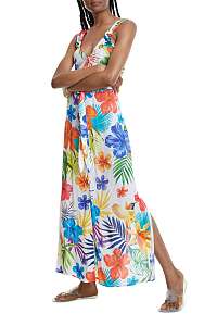 Desigual biele maxi šaty Vest Ttrop