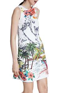 Desigual biele šaty Vest Tropical Pacific