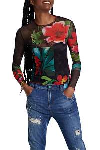 Desigual čierne tričko TS Spring Garden