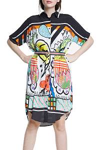 Desigual farebné košeľové šaty Vest Arty