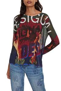 Desigual farebný sveter Jers Vitoria - XL