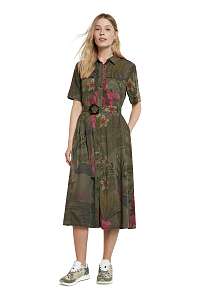 Desigual khaki košeľové šaty Vest Angela