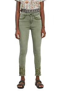 Desigual khaki nohavice Pant Ankle Paisley