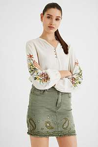 Desigual khaki sukňa Fal Billi Jeans