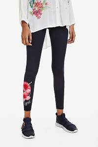 Desigual modré legíny Legging Hibiscus