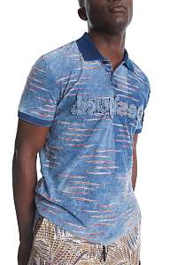 Desigual modré pánske tričko Polo Beau
