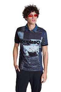 Desigual modré pánske tričko Polo Rei