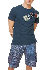 Desigual modré pánske tričko TS Dereck s logom