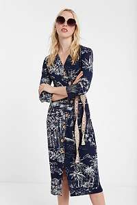 Desigual modré šaty Vest Pacific Dream so vzormi