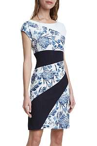 Desigual modro-biele šaty Vest Detroit