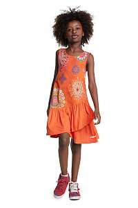 Desigual oranžové dievčenské šaty Vest Chicoloapan