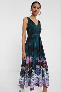 Desigual petrolejové maxi šaty Vest Florencia