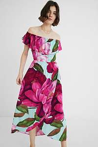 Desigual ružové maxi letné šaty Vest Arles
