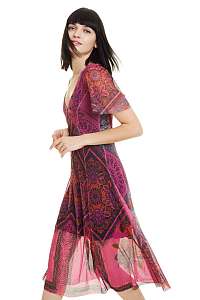 Desigual ružové šaty Vest Terry - XXL