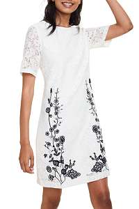 Desigual smotanové čipkované šaty Vest Recreo -