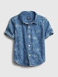 Detská košeľa denim dinosaur graphic shirt Modrá