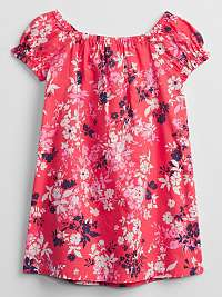 Detské šaty smocked kvetinový swing dress Ružová