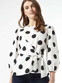 Dorothy Perkins biela bodkovaná blúzka