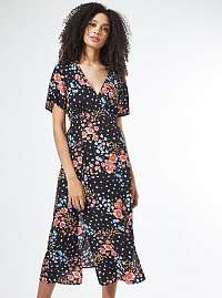 Dorothy Perkins čierne kvetované midi šaty