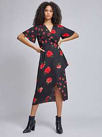 Dorothy Perkins čierne kvetované midišaty