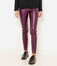 Fialové koženkové skinny fit nohavice
