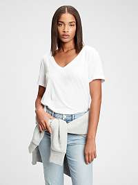 GAP biele dámske tričko organic vintage v-neck