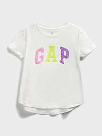 GAP biele detské tričko Logo flippy sequin t-shirt
