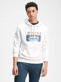 GAP biele pánska mikina graphic hoodie