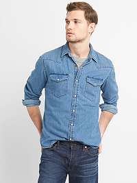 GAP modrá denimová pánska košeľa Denim Western