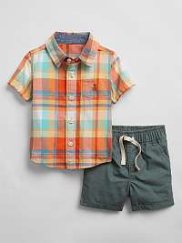 GAP Plaid Set detský Zelená Oranžová