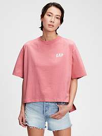 GAP ružové tričko Logo Boxy Step Hem
