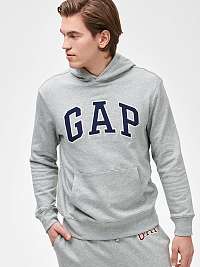 GAP sivé pánska mikina Logo arch hoodie