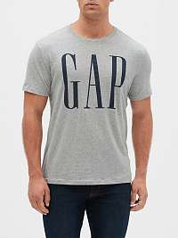 GAP sivé pánske tričko Logo v-ss corp