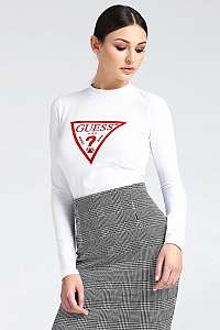 Guess biele dámske tričko Long Sleeve Red Logo