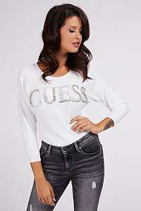 Guess biele sveter Jewel Details Logo Sweater