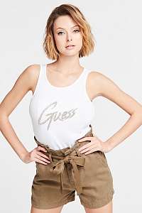Guess biele tielko Front Logo Tank Top