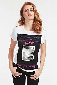 Guess biele tričko Front Logo T-shirt s potlačou
