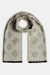 Guess biely šál 4G Peony Logo Jacquard
