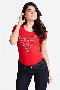 Guess červené tričko Triangle Logo T-shirt