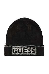 Guess čierna čiapka Rhinestone Logo Beanie